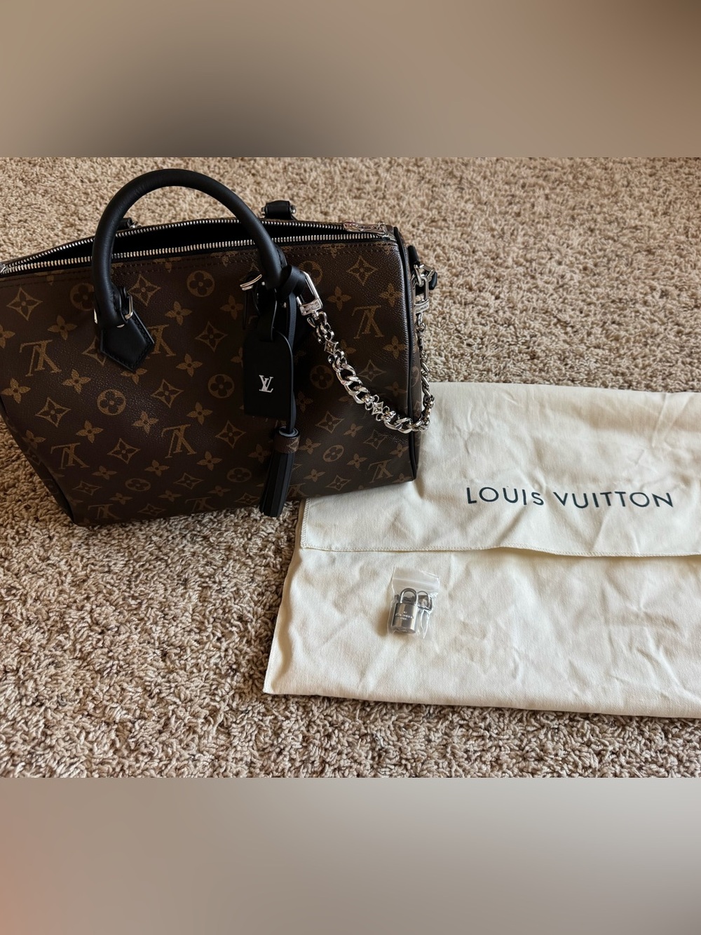 Canvas Brown Satchel with Chain Strap